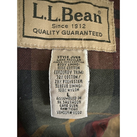 VTG LL Bean Men's Canvas Flannel Lined Barn Field Coat Jacket  Green L - Picture 10 of 11